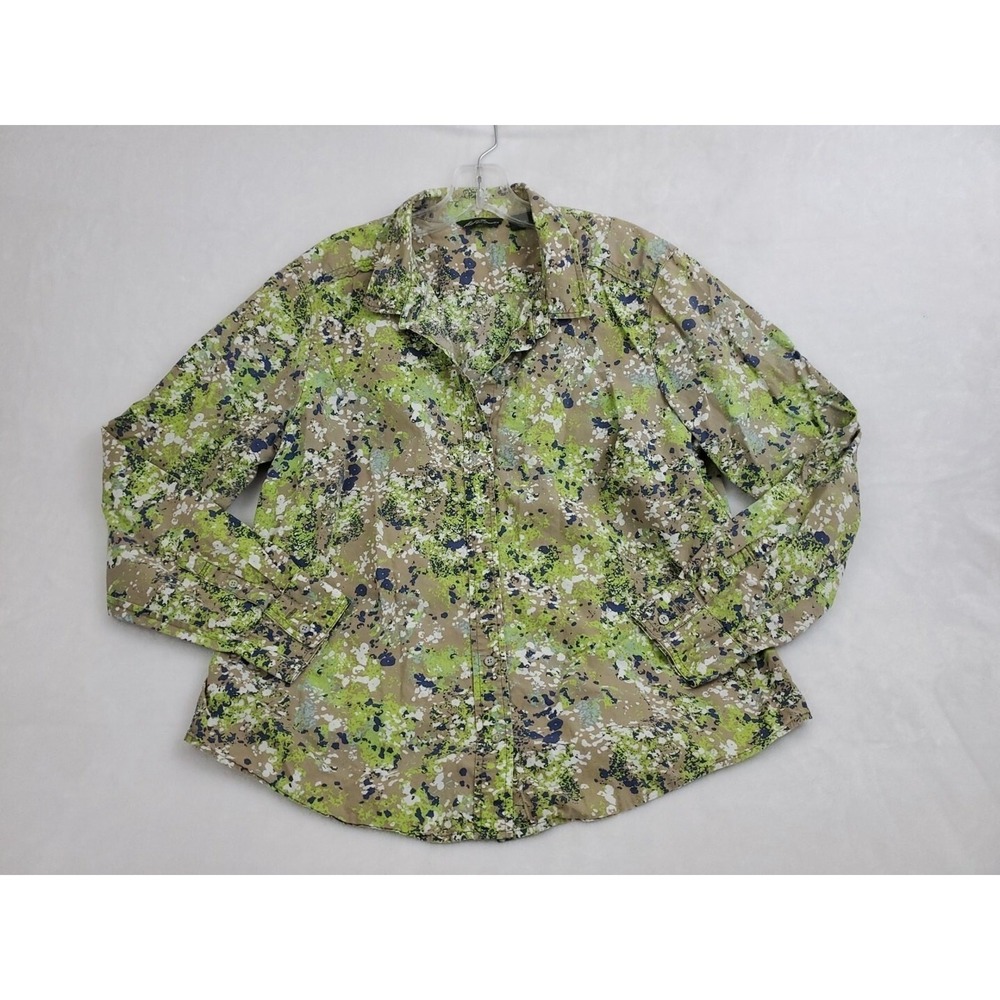 Eddie Bauer Button Up Shirt Womens XL Multicolor Print Long Sleeve Collared Top